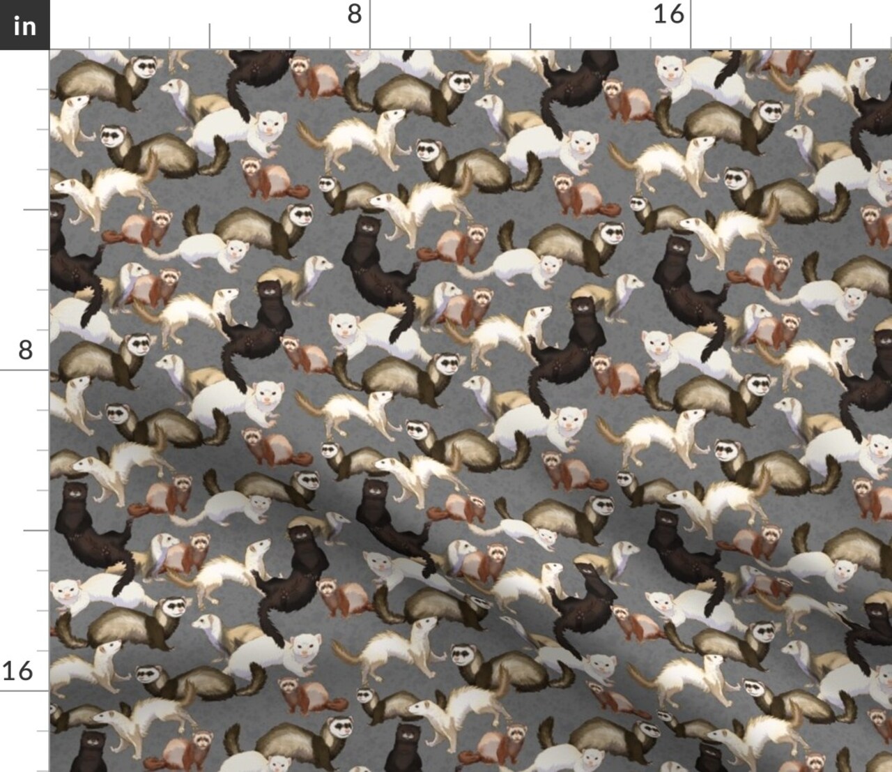 Ferrets Animals Exotic Pets Gray Panda Ferret Mustelids Weasel Custom Printed Fabric by Spoonflower Various Fabrics by the Yard or Fat Quarter